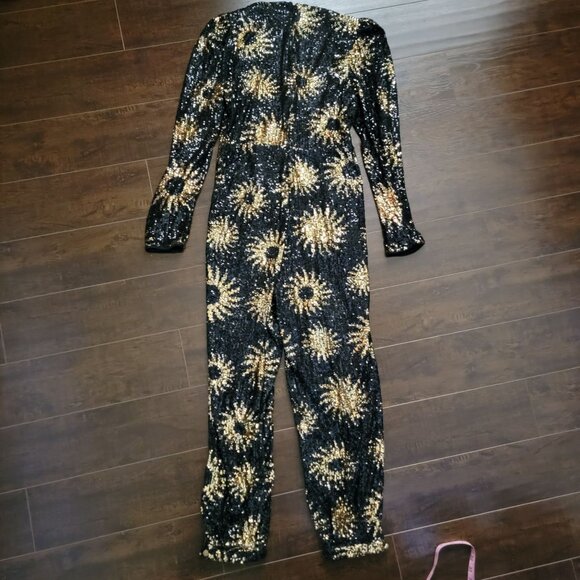 Farm Rio Sunny Mood Sequin Jumpsuit Women M Shimmer Glam Chic Party Flashy Disco - Picture 4 of 10